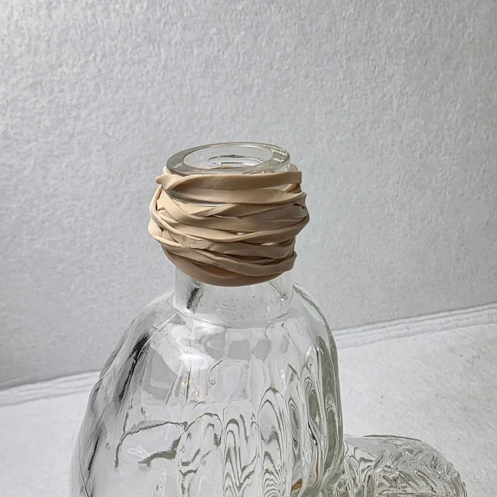 Vintage Clear Glass Tall Rooster Chicken Decanter Bottle 12
